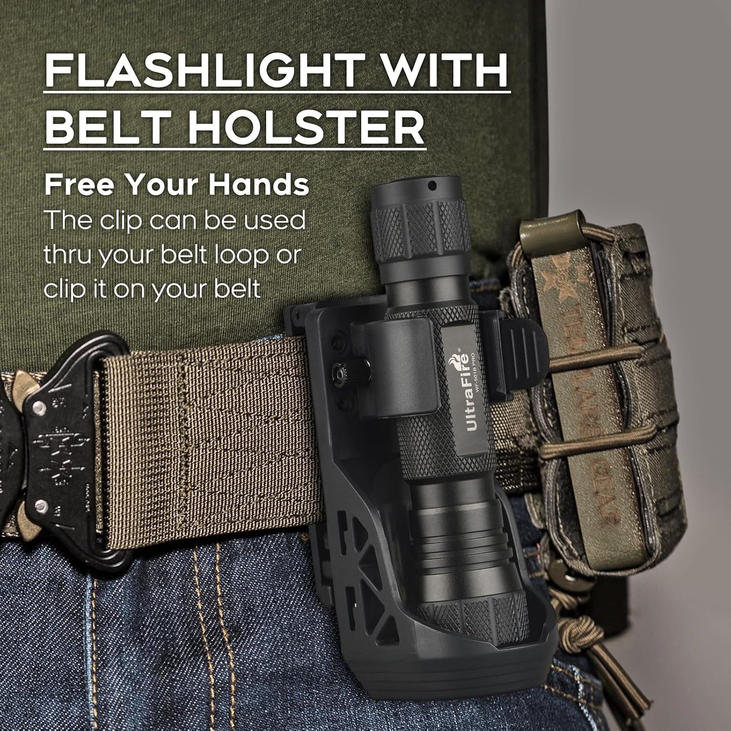 WF-501B PRO Tactical Flashlight - 1200 Lumens Brightness & 1000 Lm Performance w/ Holster