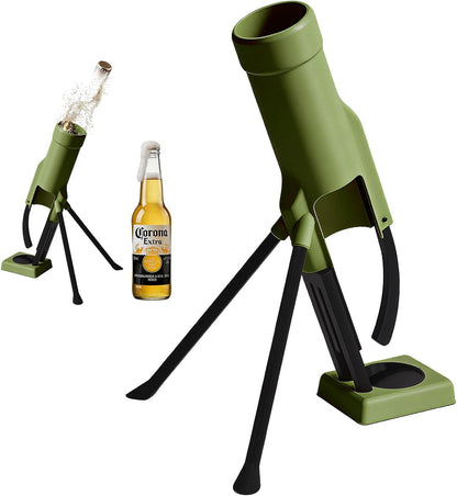 355Ml Longneck Beer Mortar Bottle Opener – Heavy-Duty Tactical Cap Launcher, Hands-Free, Party & Home Bar Decor (Green)