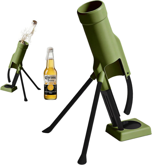 355Ml Longneck Beer Mortar Bottle Opener – Heavy-Duty Tactical Cap Launcher, Hands-Free, Party & Home Bar Decor (Green)