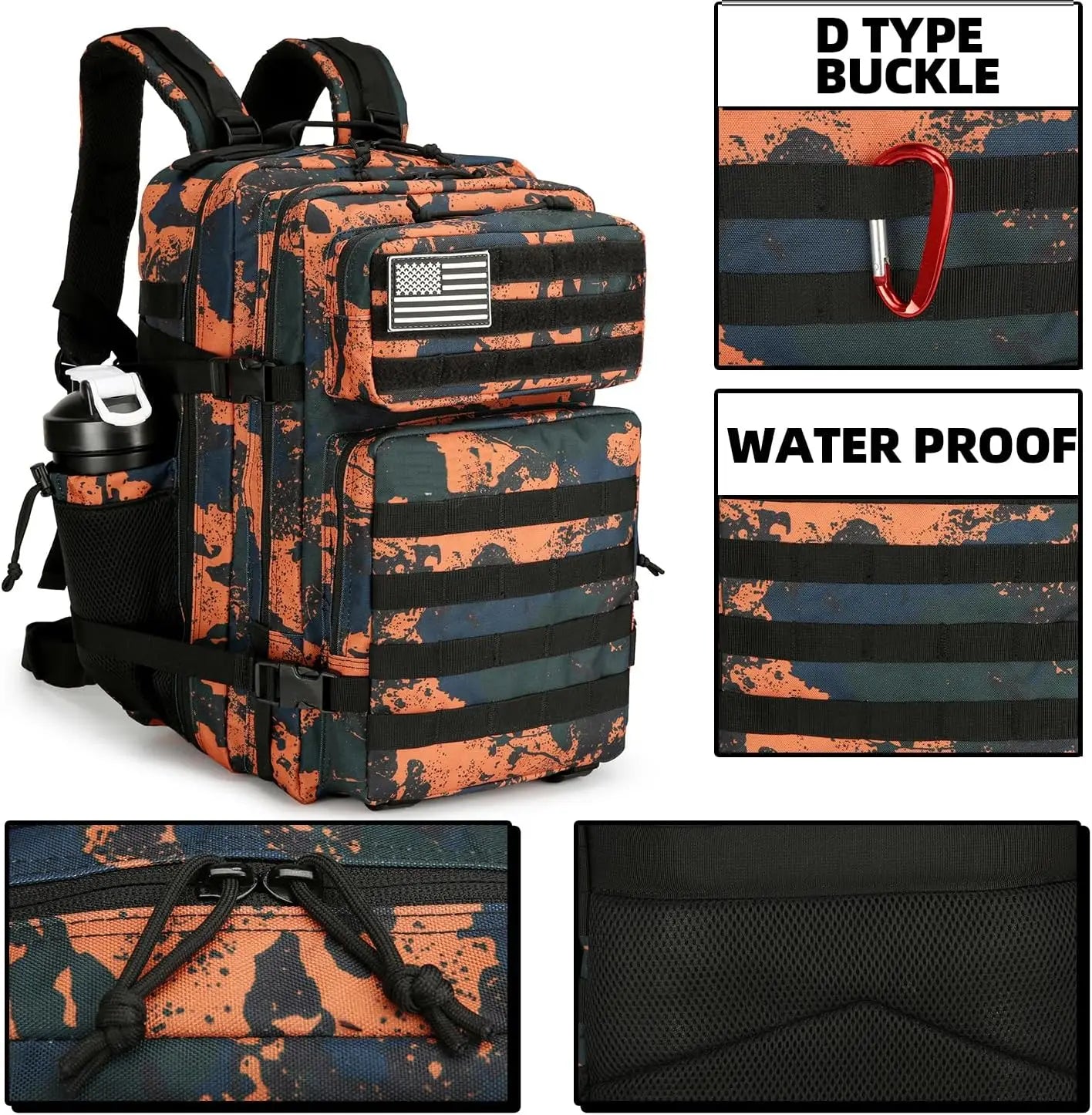 Large 45L 3P Tactical Backpack Hiking Bag Pack Outdoor Sport Backpack Waterproof Climbing Rucksack Camping Hiking Bag Mochila