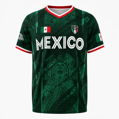 2026 Mexico Soccer Jersey, Chichén Itzá Pyramid Graphic Retro Soccer Jersey, All over Print, Casual Style for All Seasons, Classic Throwback Jersey Sportswear Top Summerwins