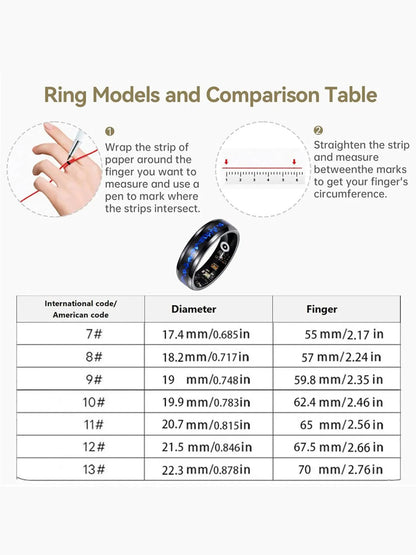 Smart Finger Ring Health Tracker, Heart Rate Monitor, Temperature, Sleep, Stress Management, Cycle Reminder, Fitness Ring for Men and Women, Wearable, Wireless Fitness Tracker, Wearable Fitness Trackers