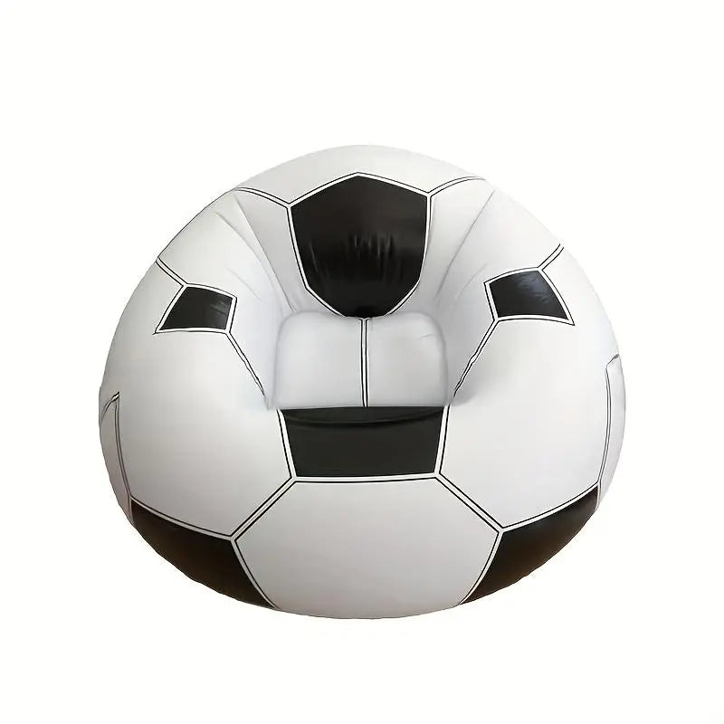 Inflatable Football Pattern Single Sofa - Durable PVC Lounge Chair for Indoor and Outdoor Use, Portable Design for Camping and Leisure (Air Pump Not Included)