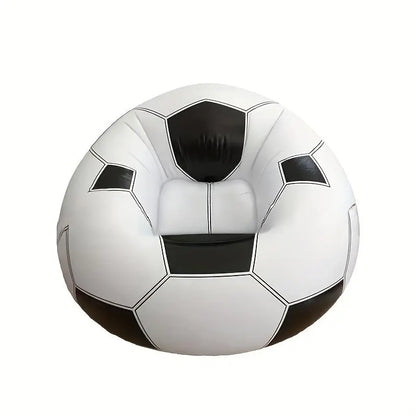Inflatable Football Pattern Single Sofa - Durable PVC Lounge Chair for Indoor and Outdoor Use, Portable Design for Camping and Leisure (Air Pump Not Included)