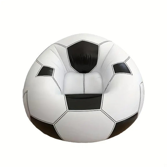 Inflatable Football Pattern Single Sofa - Durable PVC Lounge Chair for Indoor and Outdoor Use, Portable Design for Camping and Leisure (Air Pump Not Included)