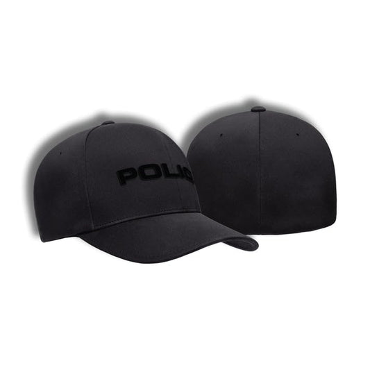 Police Delta Flex Fit Hat Tactical Breathable Cap BK/BK Large-XLarge Black/Gold