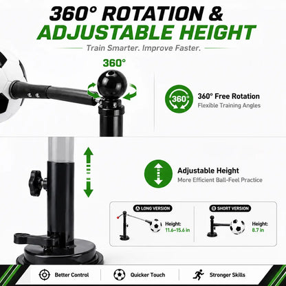 360° Rotating Soccer Training Kicker for Kids, Adjustable Indoor Soccer Ball Trainer with Suction Cup, Foldable Soccer Ball Holder for Parent-Child Home Practice