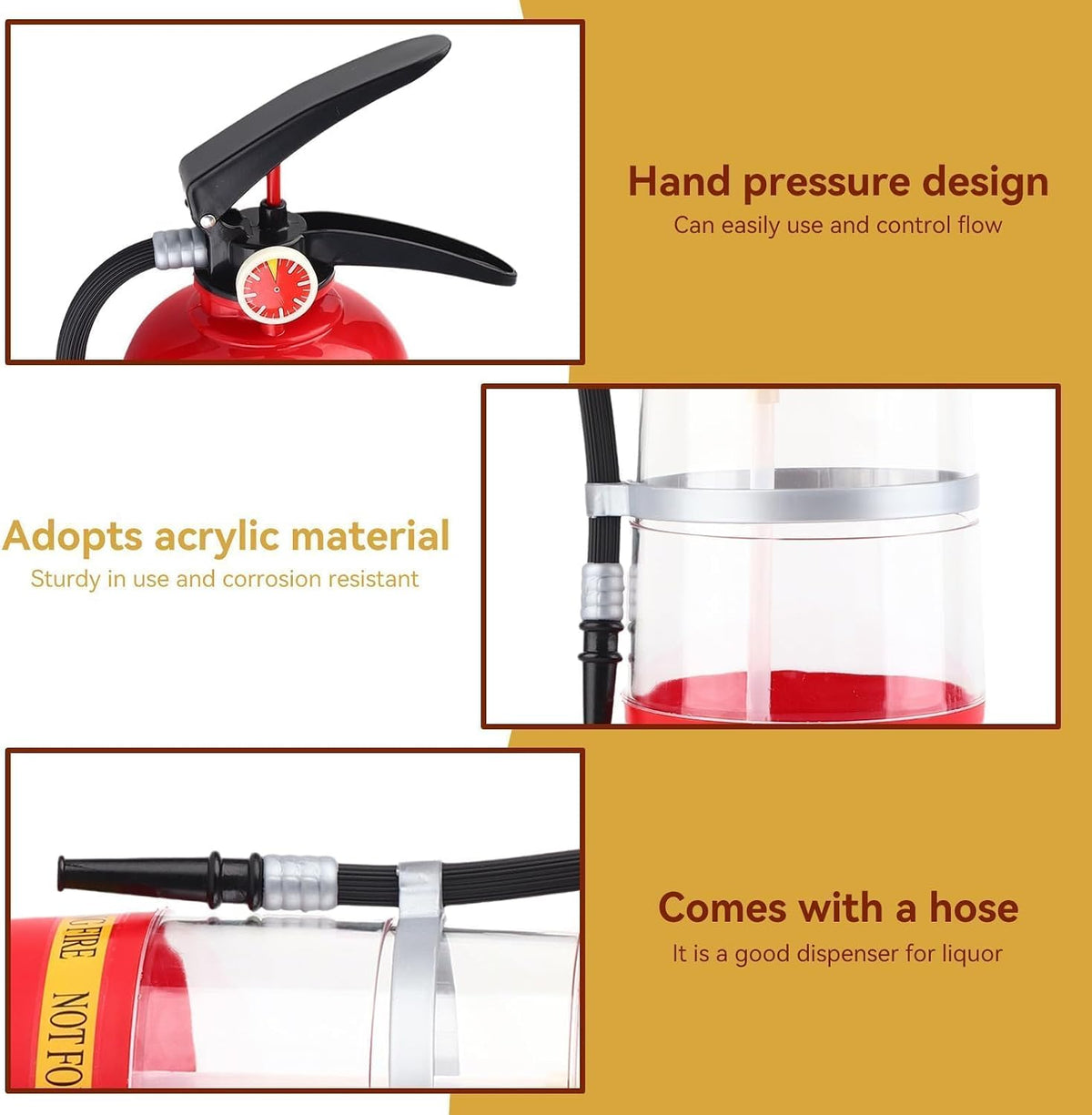 2L Whiskey Decanter, Portable Fire Extinguisher Container Funny Beer Dispenser for Home Party Beer Dispenser Barrels Bar Beverage Liquor Rack Machine for Wine Spirits Drinks