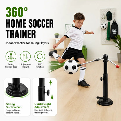 360° Rotating Soccer Training Kicker for Kids, Adjustable Indoor Soccer Ball Trainer with Suction Cup, Foldable Soccer Ball Holder for Parent-Child Home Practice