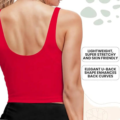 Women's Longline Ribbed Workout Tank Top with Built-In Bra and Padding for Yoga, Running, Gym, and Fitness Activities