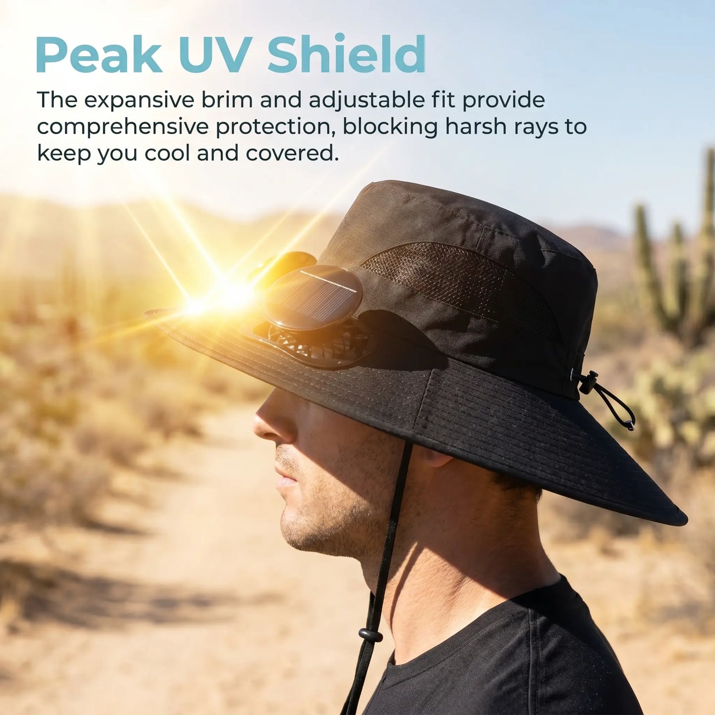 Solar Cooling Fan Hat for Men Women | Wide Brim UV Protection Sun Hat with Dual Solar Fans | Breathable Adjustable Outdoor Hat for Fishing Camping Hiking Beach,Summerwins