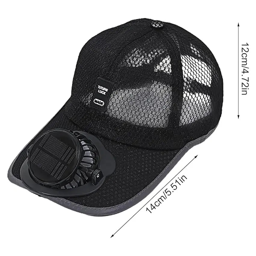 Solar & USB Rechargeable Fan Hat, Breathable Mesh Cooling Baseball Cap, Summer Sun Protection Cap for Outdoor Hiking, Fishing, Golf, Camping