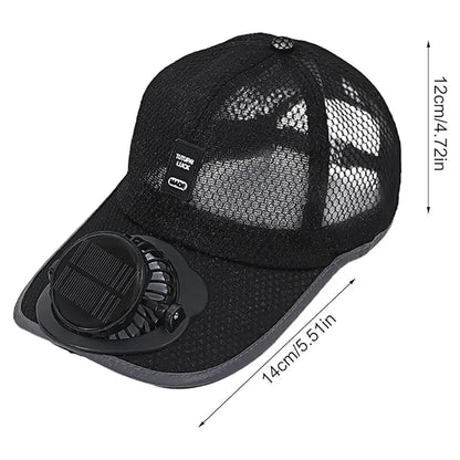 Solar & USB Rechargeable Fan Hat, Breathable Mesh Cooling Baseball Cap, Summer Sun Protection Cap for Outdoor Hiking, Fishing, Golf, Camping