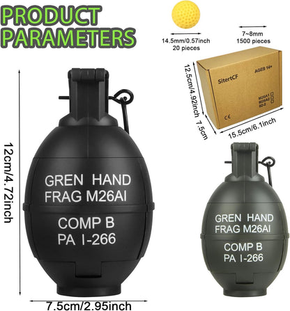 Tactical Toy-Grenade for CS Battle Game,2Pcs Fall Resistant Refillable Fun Impac