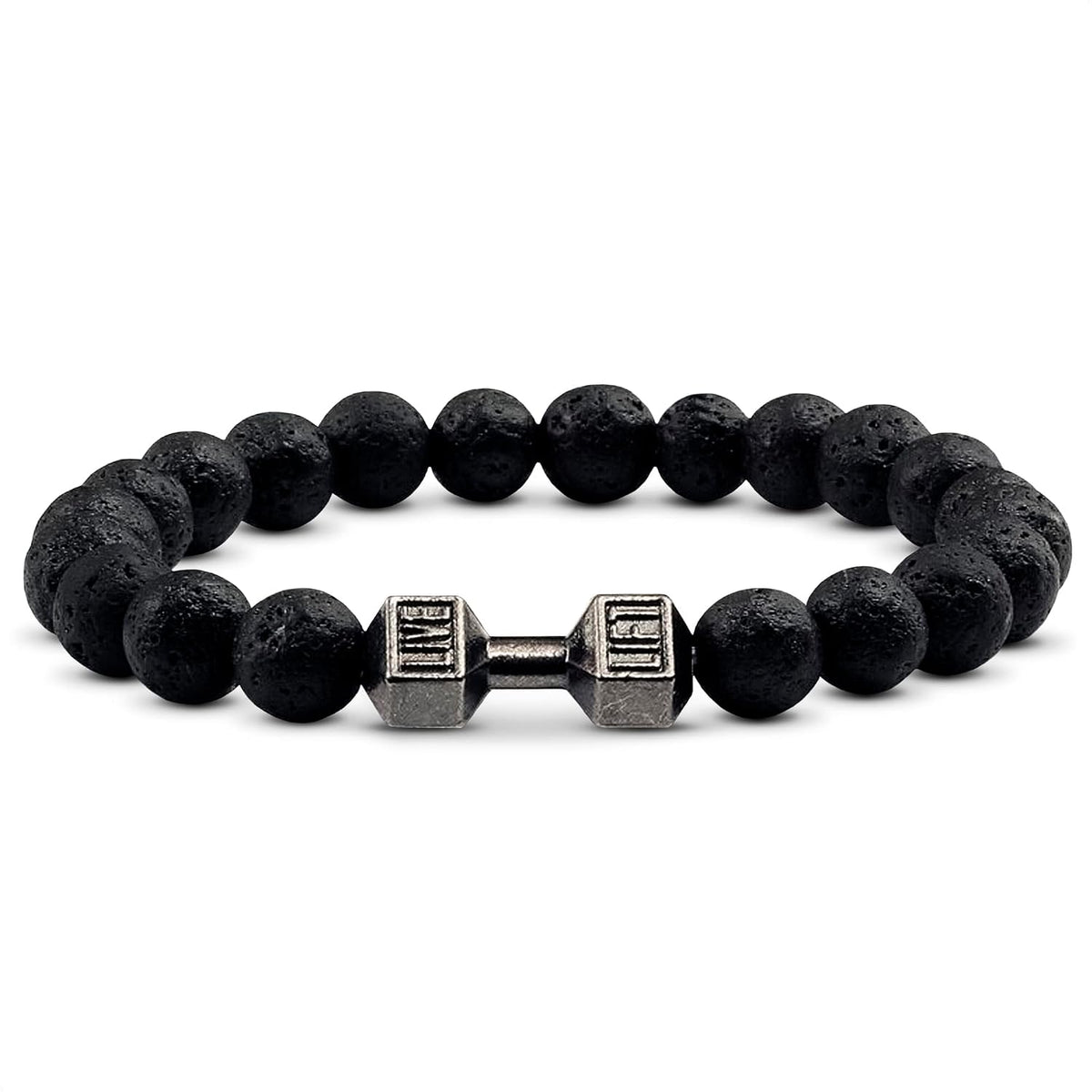 Dumbbell Bracelet for Men & Women with Lava Rocks, Elastic Rope