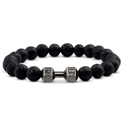 Dumbbell Bracelet for Men & Women with Lava Rocks, Elastic Rope