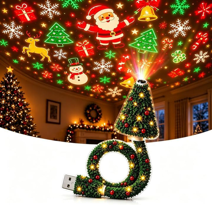 Christmas Projector Light Indoor, USB Plug and Play HD Christmas Projector