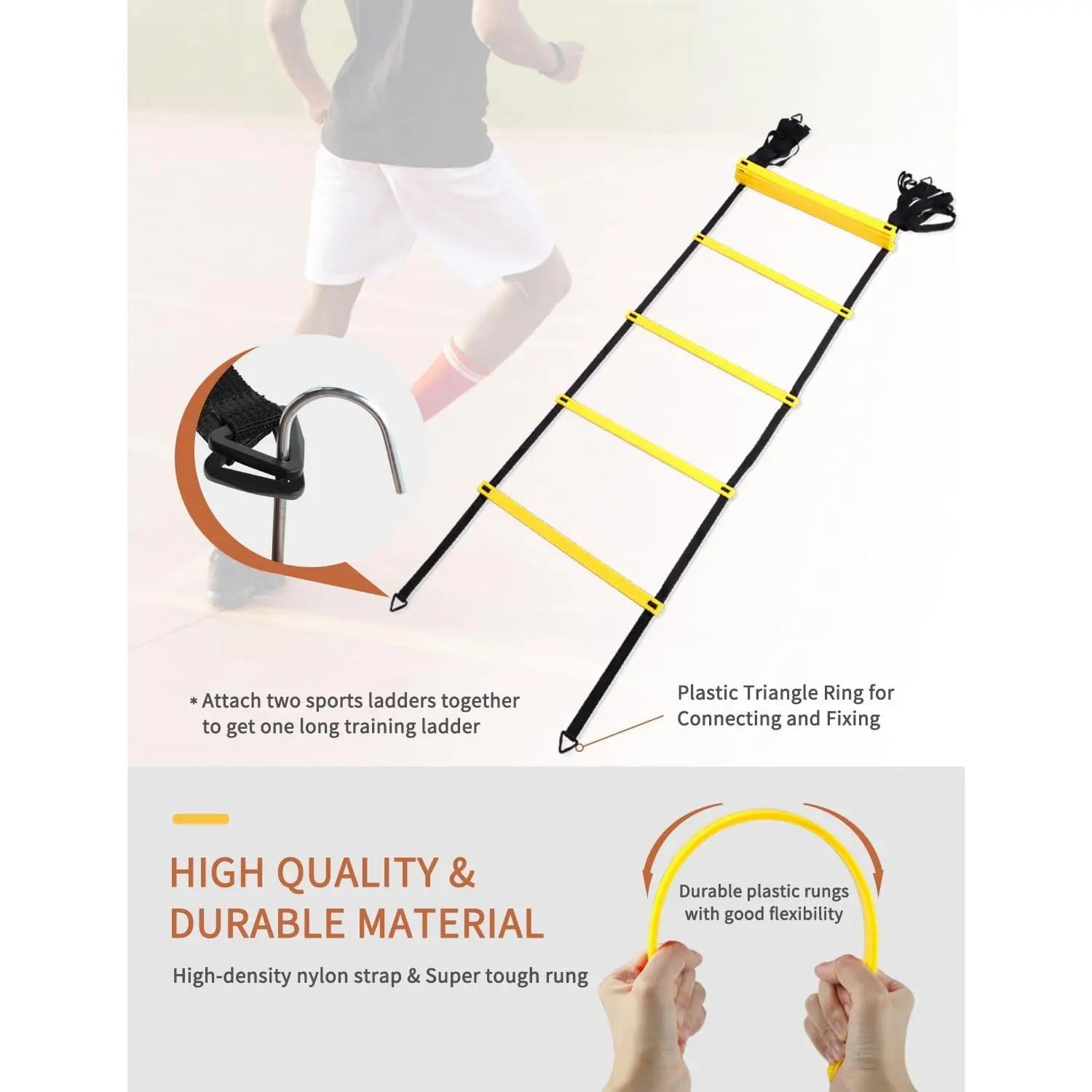 Agility Training Equipment Set: Includes 4 Hurdles, 20-Foot Speed Ladder with 12 Rungs, 12 Disc Cones, Resistance Parachute, Jump Rope, and 5 Resistance Bands