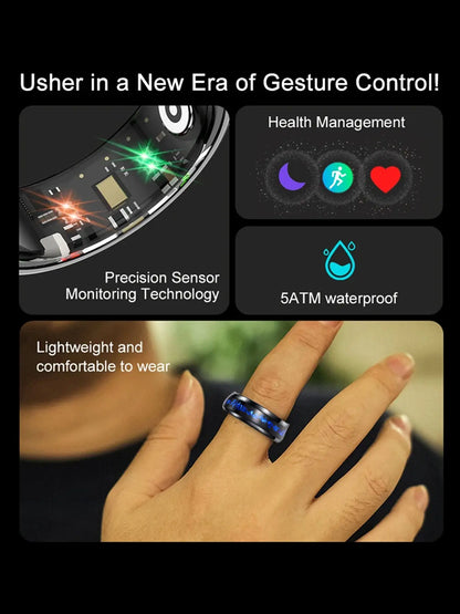 Smart Finger Ring Health Tracker, Heart Rate Monitor, Temperature, Sleep, Stress Management, Cycle Reminder, Fitness Ring for Men and Women, Wearable, Wireless Fitness Tracker, Wearable Fitness Trackers