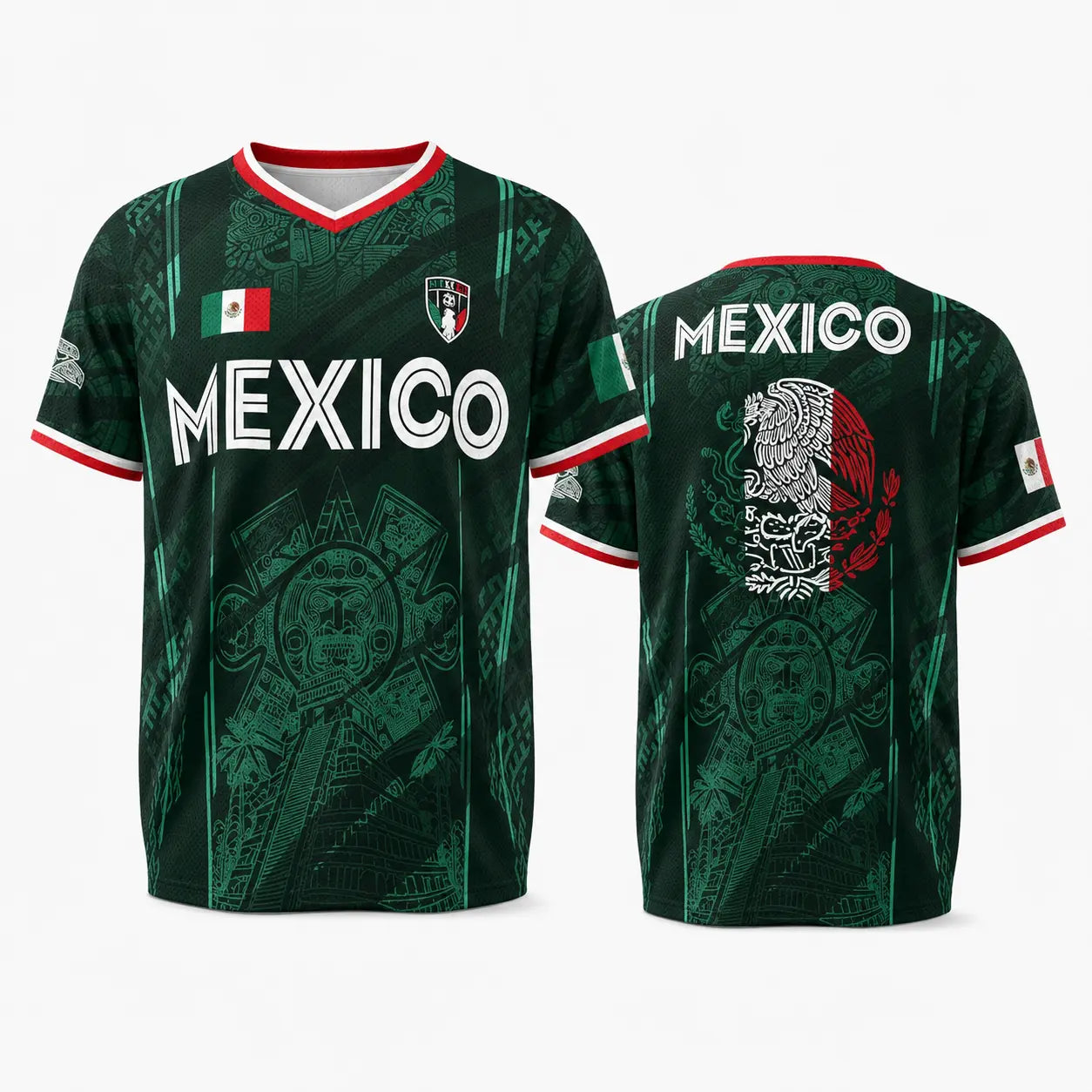 2026 Mexico Soccer Jersey, Chichén Itzá Pyramid Graphic Retro Soccer Jersey, All over Print, Casual Style for All Seasons, Classic Throwback Jersey Sportswear Top Summerwins
