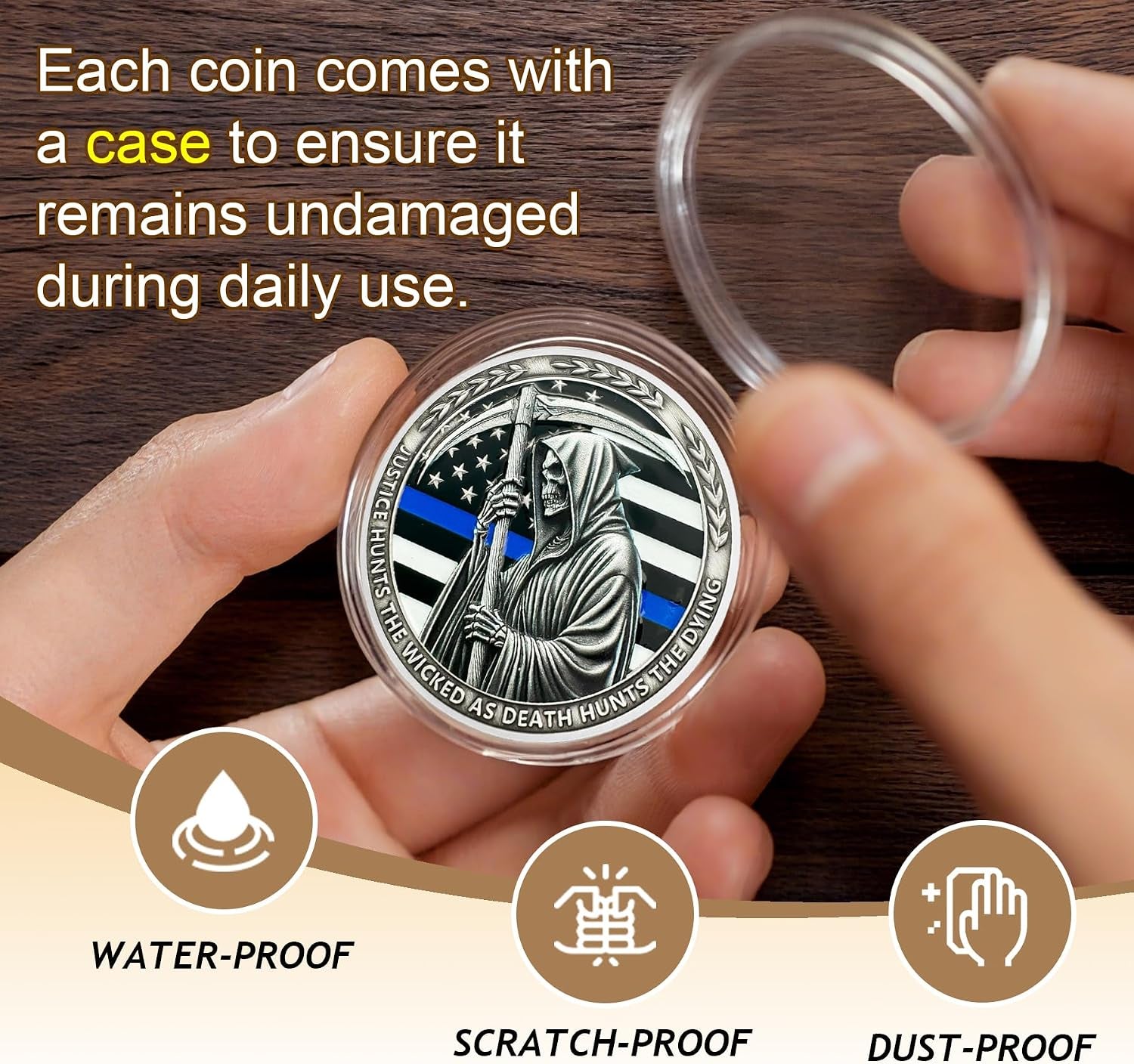 Thin Blue Line Reaper Police Officer Challenge Coin | Blessed Are the Peacemakers Police Challenge Coins for Sheriff Law Enforcement Police Academy Gifts Police Week Gifts