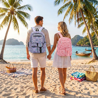 Mesh Backpacks for School, Heavy Duty Breathable See through Bookbag for Women Girls Boys Kids, Large Capacity Mesh Bag for Beach Swimming Gym Work Travel- Butterfly Purple