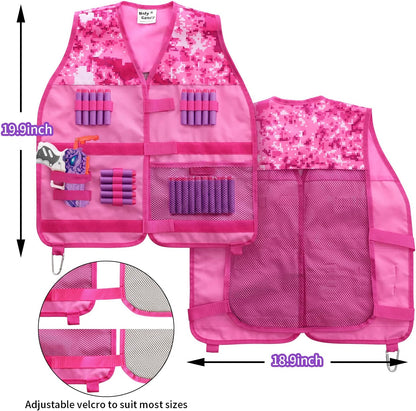 Girls Tactical Vest Kit - Pink Blaster Vest for Nerf Rebelle & N-Strike with Goggles for Ultimate Playtime Adventure!