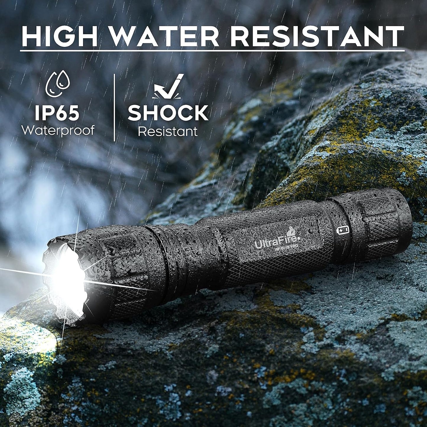 WF-501B PRO Tactical Flashlight - 1200 Lumens Brightness & 1000 Lm Performance w/ Holster