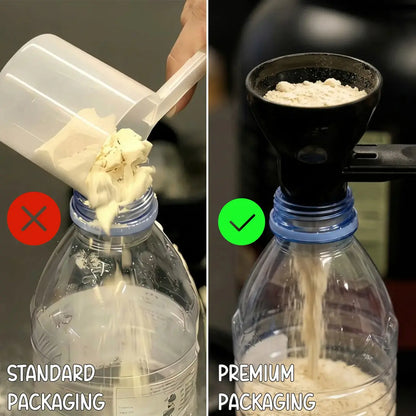 Revolutionize Your Fitness Routine with the Protein Powder Funnel-Mini - BPA-Free Kitchen Essential with Sliding Scoop and Container - Perfect for Pre-Workout and Smoothies - Buy 1 Get 1 Free!