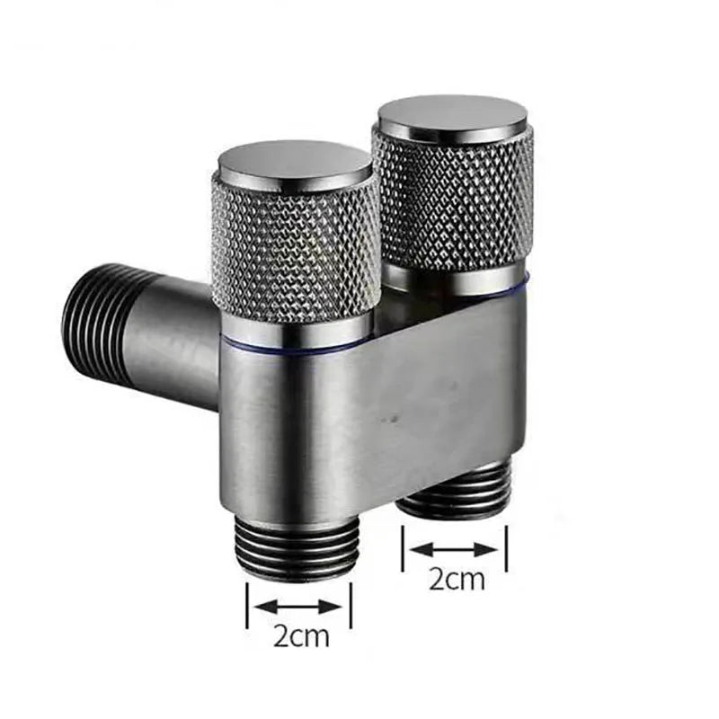 Zinc Alloy Angle Valve Wall Mount Toilet Washing Machine Tap One in Two Out Water Cleaning Faucet Bathroom Toilet Accessories