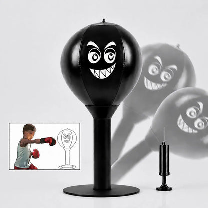 Desktop Boxing Bag - Stress Relief Speed Trainer with Durable PU Ball, Carbon-Steel Spring, and Suction Cup Mount for Office Use