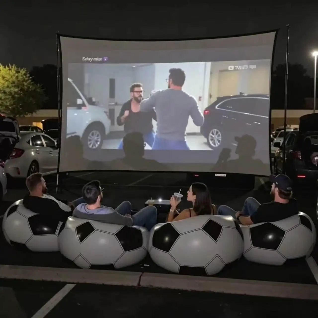 Inflatable Football Pattern Single Sofa - Durable PVC Lounge Chair for Indoor and Outdoor Use, Portable Design for Camping and Leisure (Air Pump Not Included)