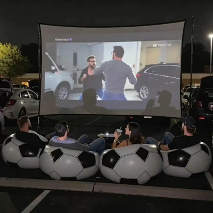 Inflatable Football Pattern Single Sofa - Durable PVC Lounge Chair for Indoor and Outdoor Use, Portable Design for Camping and Leisure (Air Pump Not Included)