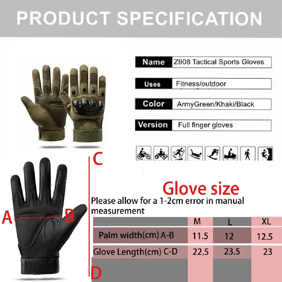 Tactical Gloves Shooting Gloves Touch Design Fitness Protection Sports Motorcycle Hunting Full Finger Walking Gloves Wholesale