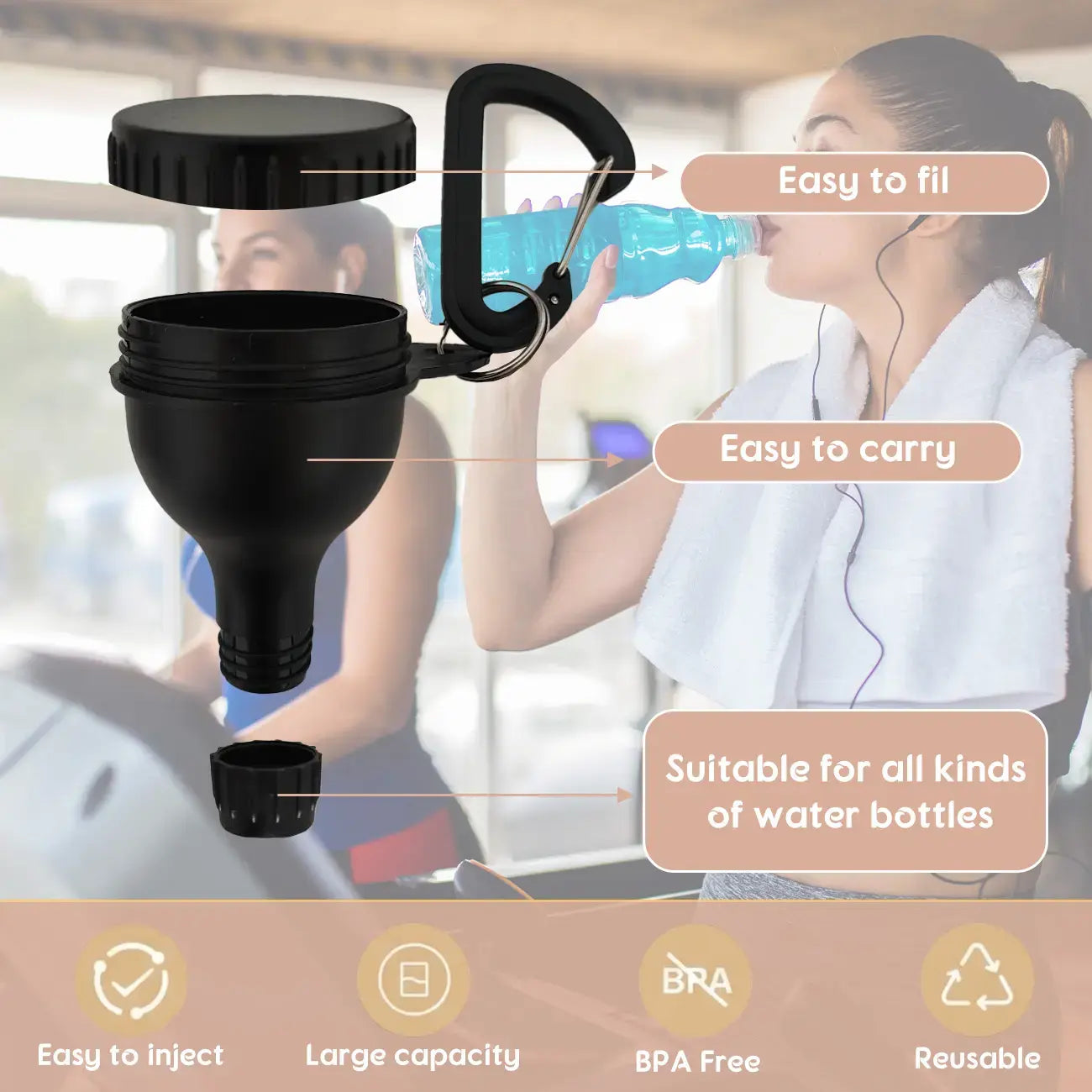 Revolutionize Your Fitness Routine with the Protein Powder Funnel-Mini - BPA-Free Kitchen Essential with Sliding Scoop and Container - Perfect for Pre-Workout and Smoothies - Buy 1 Get 1 Free!