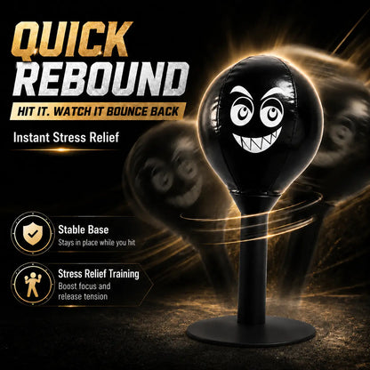 Desktop Boxing Bag - Stress Relief Speed Trainer with Durable PU Ball, Carbon-Steel Spring, and Suction Cup Mount for Office Use