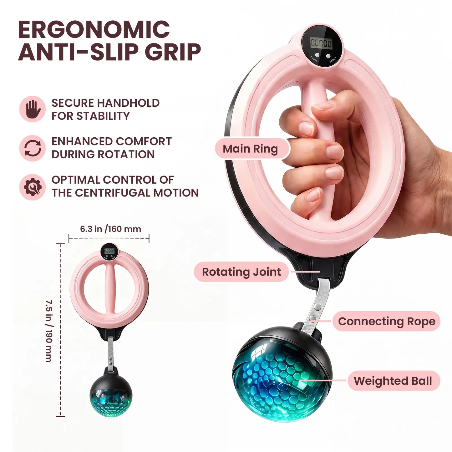 Zenrous 360° Rotating Wrist and Forearm Trainer - Compact Hand Grip Strengthening Equipment for Gym, Home, and Office Workouts