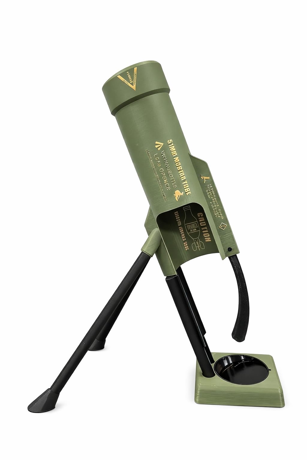 Mortar Bottle Opener Beer Bottle Mortar Opener Tube, 51mm Heavy Duty Tactical Cap Launcher Hands-Free, Funny Beer Bottles Opener For Bars Desks Shelves Green (Green-For Corona Beer 335ml)