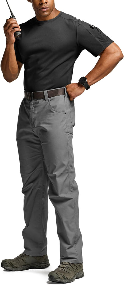 CQR Men's Short Sleeve Military Tactical T-Shirt, Athletic Gym Training Army Shirts, Outdoor Hiking Workout Shirt