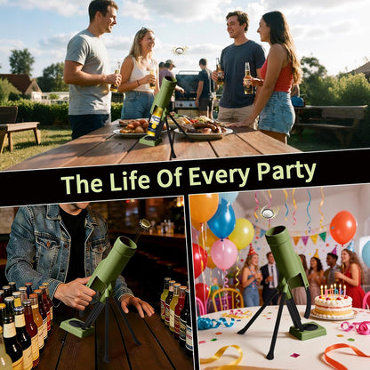355Ml Longneck Beer Mortar Bottle Opener – Heavy-Duty Tactical Cap Launcher, Hands-Free, Party & Home Bar Decor (Green)