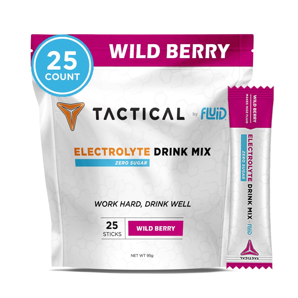Fluid Tactical - 25 Count Zero Sugar Electrolyte Powder | Variety Pack | Travel Ready Drink Mix | Extreme Re-Hydration