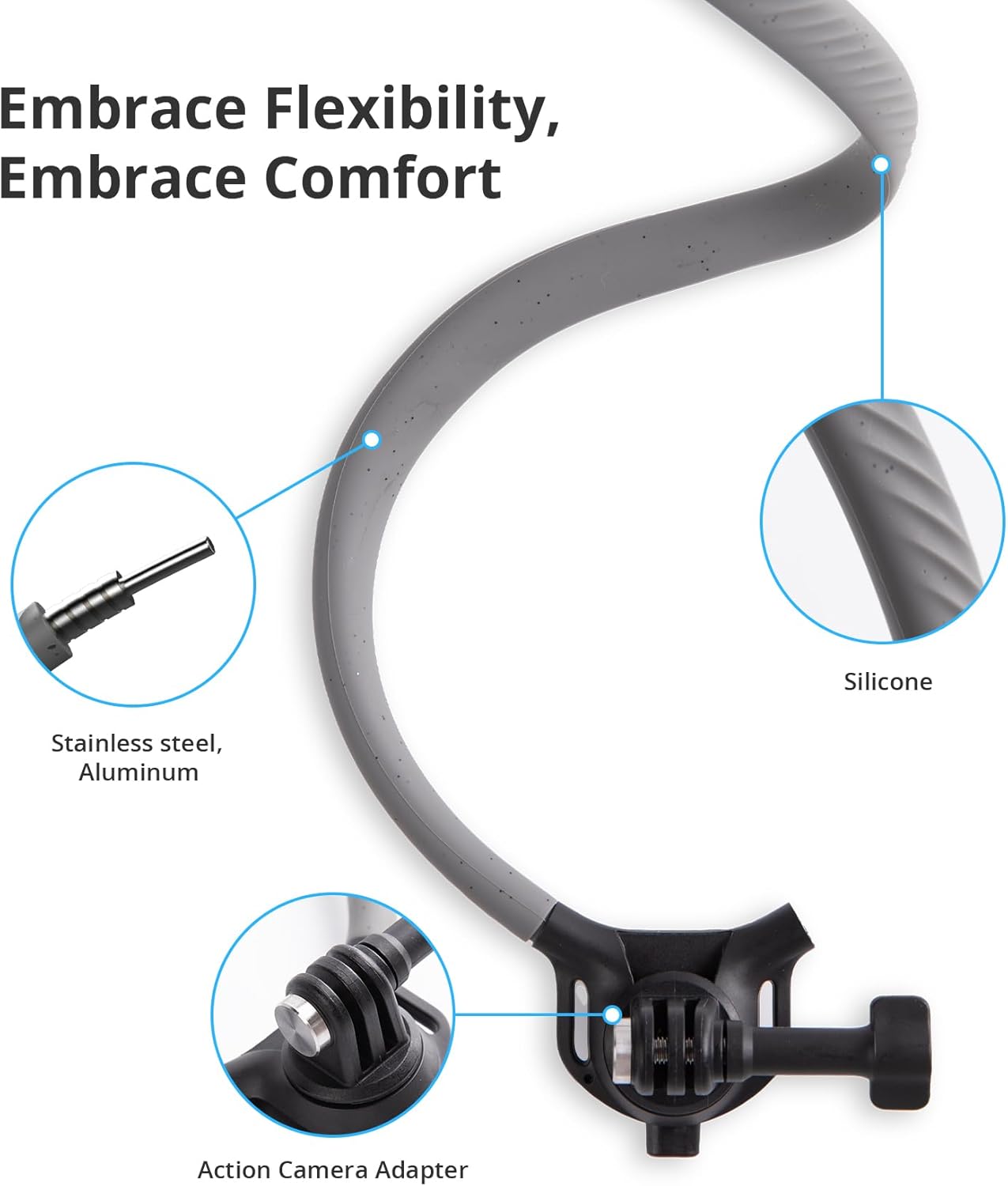 Caplock Action Camera Neck Mount, Large Size, Quick Release Neck Camera Holder & Chest Strap, Hands-Free POV Vlogging for DJI OSMO Action 6/5 Pro/Pocket 4/3/Xtra Muse, Gopro 13-10, Insta360