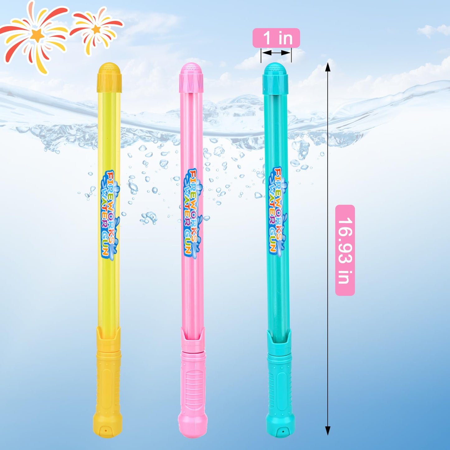 6Pack Creativity Fireworks Water Gun, Sprays Water Like Fireworks, Squirt Gun for Kids, Bulk Samll Water Blaster Summer Pool, Backyard, Beach, Birthday Party Outdoor Game Toys