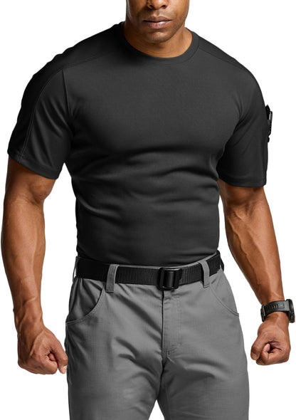 CQR Men's Short Sleeve Military Tactical T-Shirt, Athletic Gym Training Army Shirts, Outdoor Hiking Workout Shirt