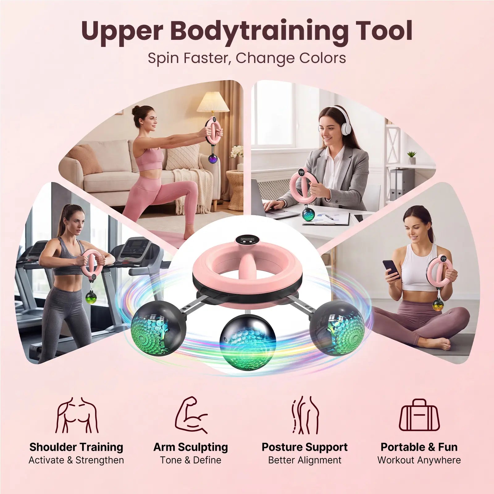 Zenrous 360° Rotating Wrist and Forearm Trainer - Compact Hand Grip Strengthening Equipment for Gym, Home, and Office Workouts