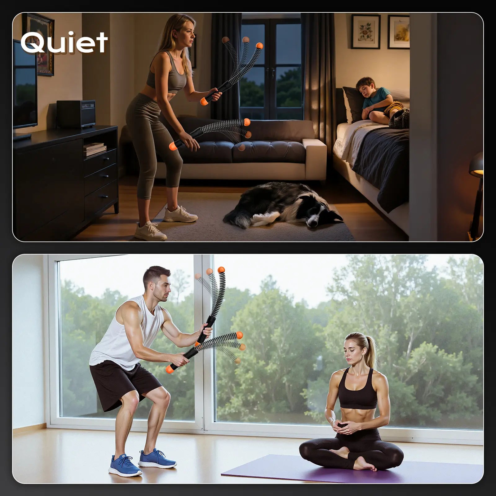 Weighted Cordless Battle Ropes 2PCS - Quiet Ropeless Training Rope Fitness Equipment for Home Gym, HIIT Full-Body Exercise Workout Equipment for Men & Women, Noise-Free Indoor Training Gear, Festival Gift, Gift Choice