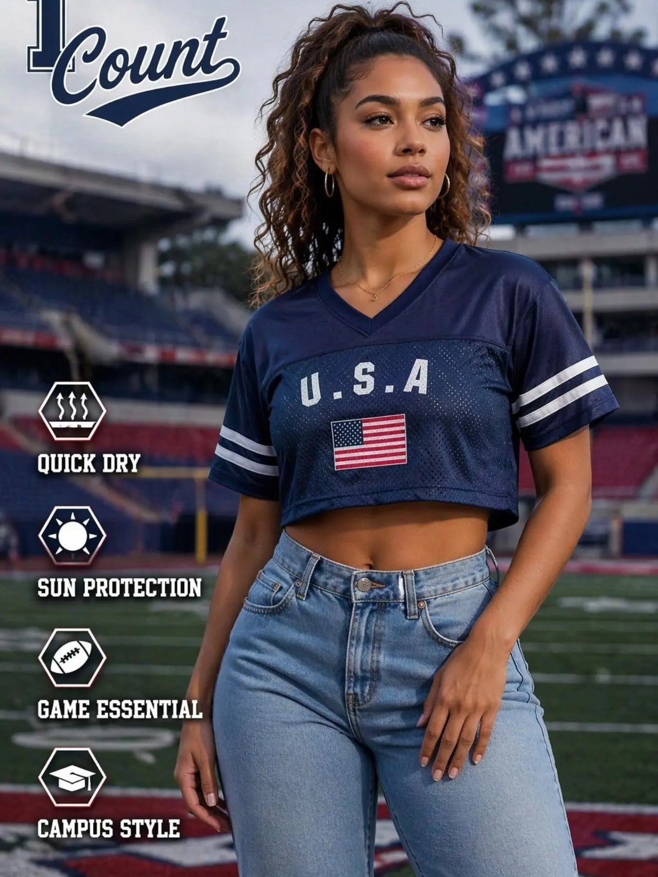 KTYSDE Women's Printed Cropped Soccer Jersey - V Neck Mesh Short Sleeve Casual Streetwear Crop Top for Soccer Fans Featuring USA, Brazil, Argentina, Mexico, England, Germany, France, Spain, Portugal, Italy, Netherlands, Japan, South Korea, Uruguay, and South Africa for Game Day and Daily Wear