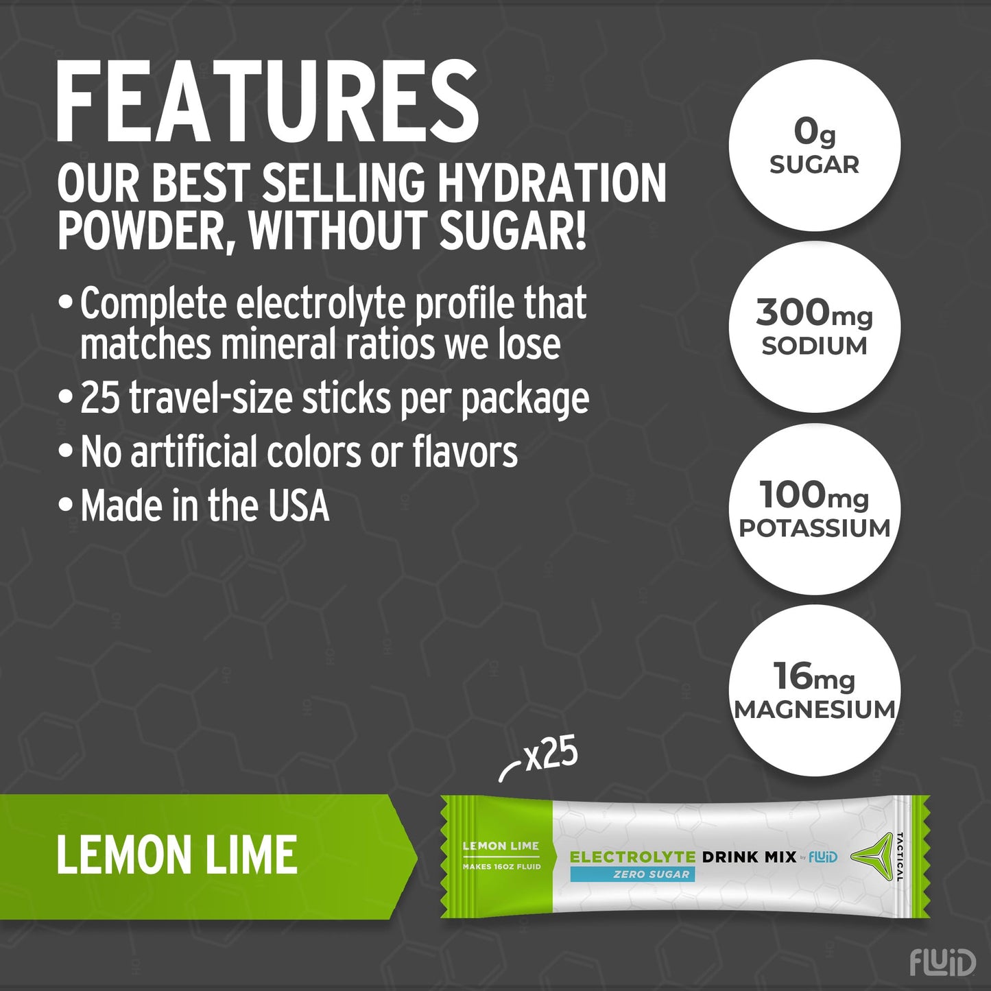 Fluid Tactical - 25 Count Zero Sugar Electrolyte Powder | Variety Pack | Travel Ready Drink Mix | Extreme Re-Hydration