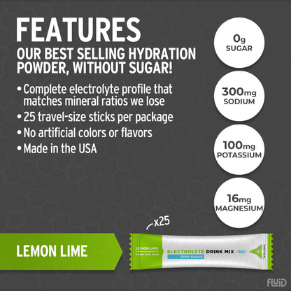 Fluid Tactical - 25 Count Zero Sugar Electrolyte Powder | Variety Pack | Travel Ready Drink Mix | Extreme Re-Hydration