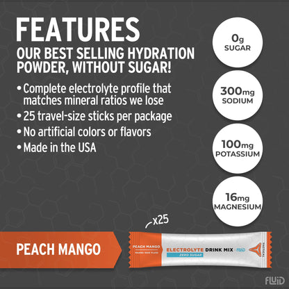 Fluid Tactical - 25 Count Zero Sugar Electrolyte Powder | Variety Pack | Travel Ready Drink Mix | Extreme Re-Hydration